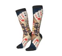 Knee High Socks for Women Men Athletic - Casino Poker Chips Long Socks for Casual Running Travel
