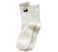 Knee High Socks for Women,Winter Knitted Crew Socks With Adorable Cat Embroidery Cozy Fleece Lined Thermal Socks For Indoor Outdoor Comfort