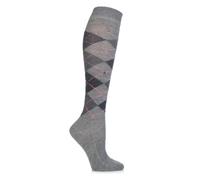 Knee High Socks Womens Whitby Extra Soft Argyle Many Colours- 1 Pair- Burlington