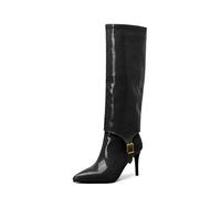 Knee-High Stiletto Boots for Women, Patent Pointed Toe Design, Ideal for Nightclub and Pole Dancing, 8CM High Heels