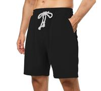 Knee Length Beach Shorts Men Mens Woollen Shorts Breathable Knit Short Straight Leg Workout Short With Multi Pockets Ultra Soft Yoga Trunks Drawstring Waistband Trunks For Beachwear Indoor Trunk