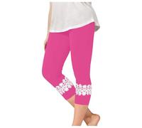 Knee Length Capri Leggings Girls High Waist 3/4 Length Shorts Stretchy Lace Trim Teen Girls School Plain Tights Comfy Lightweight Sport Danc Gymnastic Yoga Leggings Age 3-13 Years (8-9 Years)