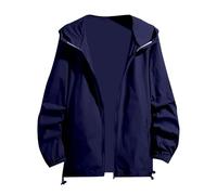 Knee-Length Coat Men's Sweat Jacket with Hood: Thin Hooded Jacket Men's Rain Jacket Plain Sweatshirt Lightweight Functional Jacket Breathable Windproof Leisure Jacket Black Coat Men, navy, 7XL
