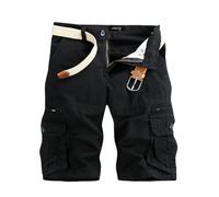 Knee Length Shorts for Men UK Casual Beach Half Pants with Pockets Regular Fit Lightweight Mens Summer Trousers with Elastic Waist Training Sports Running Shorts Men (Black, 29)