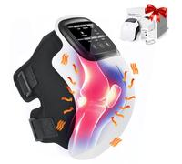 Knee Massager, Heated Knee Massager for Joint Pain Relief with Infrared Heat and Powerful Vibration, Elbow Support with 48cm Straps for Father's Day Arthritis, Muscles Tend, Type-C Rechargeable