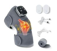 Knee Massager with EMS Pulse & 9 Vibration Intensities, 5 Heating Levels 40℃-60℃, 9-Level EMS Muscle Stimulation, 4000mAh Battery 80-Min Runtime, Adjustable Wrap for Knee Elbow Arm Waist Back