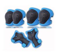 Knee pads Sports protective gear roller skating balance car skating knee pads elbow pads cycling bicycle 6-piece set Knee elbow pads (Size : Vigorous blue)