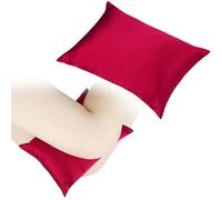 Knee Pillow Leg Pillows 11" x 7.8" Silky Small Hip Support Pillows Smooth Cooling Between Legs for Side Sleepers Sciatica Joints Pain Relief Machine Washable Post Surgery Cushion Gifts, Satin Burgundy