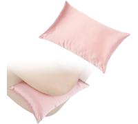 Knee Pillow Leg Pillows 11" x 7.8" Silky Small Hip Support Pillows Smooth Cooling Between Legs for Side Sleepers Sciatica Joints Pain Relief Machine Washable Post Surgery Cushion Gifts, Satin Coral