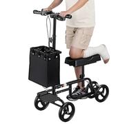 Knee Scooter, Knee Walker for Surgery Recovery, Broken Foot Ankle Injury Aid, Lightweight Crutch Alternative, Carbon Steel, Dual Braking System, Folding Mobility Scooter (Black)