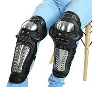 Knee Shin Guard, 2 Pcs Stainless Steel Motorcycle Motocross ATV Adults Knee Pads Shin Guard Protective Armor Set