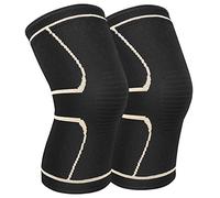 Knee Supports for Men Women - WASPO Copper Compression Knee Sleeve for Arthritis Pain Relief Meniscus Tear, Nonslip Sport Knee Brace for Running Squats Weight Lifting Football-Black Gold-X-Large