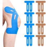 Knee Tape - 8pcs Kinesiology Tape, Elastic Waterproof Pre-Cut Sports Tape for Knee Pain Relief & Muscle Support, Breathable & Comfortable for Running, Cycling, Sports (Skin Color, Blue)
