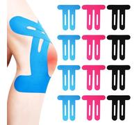 Knee Tape, Kinesiology Tape Knee, Elastic Waterproof Pre-Cut Knee Tapes for Knee Pain Relief, Breathable Sports Tape for Muscle Support and Stability, Running, Cycling (12 Pcs Black, Blue, Pink)