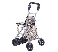 Knee Walker Lightweight Folding Four Wheel Rollator Walker with Padded Seat, Handles, and Carry Bag, Mobility Aid for Adult, Senior, Elderly & Handicap