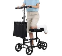 Knee Walker Scooter for Adults, Foldable Knee Scooter with Removable Bag, All Terrain Medical Scooter for Broken Foot Ankle, Leg Scooter with Dual Brakes (Black)