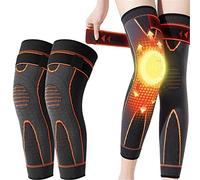 KNEECA Tourmaline Acupressure Selfheating Knee Sleeve, Tourmaline Acupressure Self-Heating Shaping Socks, Kneecap Tourmaline Self-Heating Knee Sleeve (L,Orange)