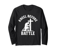 Kneel Before Battle Warrior Cross Christian Long Sleeve T-Shirt