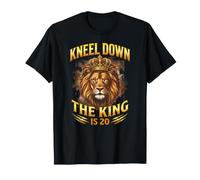 Kneel Down The King is 20 Lion Crown Birthday Gift T-Shirt