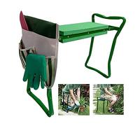 Kneeling Chair, 2 in 1 Garden Kneeler Seat with Handles Folding Bench Kneeling Stool with Garden Bags Multi Purpose Kneeling Pad Chair