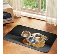 Kneeling English Bulldog,Waterproof Pet Feeding Mat,PU Leather Placemats for Cat Dog Water Bowl,Food Mats,40x60cm