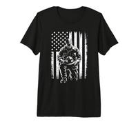 Kneeling Firefighter American Flag Patriot Hero Tribute Premium T-Shirt