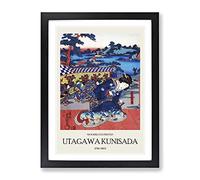 Kneeling Geisha By Utagawa Kunisada Exhibition Museum Asian Japanese Framed Wall Art Print, Ready to Hang Picture for Living Room Bedroom Home Office Décor, Black A2 (64 x 46 cm)