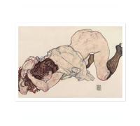 Kneeling Girl Resting On Both Elbows Egon Schiele Print, Modern Art Exhibition Poster, Modern Minimalist Sketch, Home Decor Picture, Archival Matte, A5 (Print Only) - 21x14.8cm
