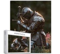 Kneeling Knight 1000 Piece Jigsaw Puzzles for Adults Defeat Meditation Scene Art Jigsaw Colorful DIY Puzzles for Home Decoration Gifts Family Puzzle Perfect for Game Nights 50×70cm