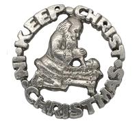 Kneeling Santa Clause Pin | St. Nicolas with the Manger | Includes KEep Christ in Christmas Prayer Card | Great Christian Holiday Gift | Made in the USA