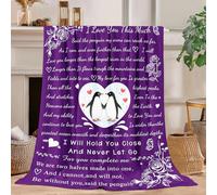 Knerova Gifts for Her Him - Romantic Penguin Blanket for Her Him, Wedding Anniversary Blanket for Women Men, Birthday Gifts for Boyfriend Girlfriend, Wedding Gift for Wife Husband 60'' x 50''（Purple）