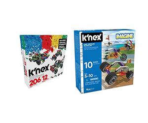 K'Nex 15214 12 Model Rad Rides Building Set, Educational Toys for Kids for Children Aged 7 + & Imagine 45510 10 Model Beginner Fun Fast Vehicles Building Set, for Girls and Boys Aged 5 +