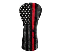 Knextrepoy American Flag Golf Club Head Covers Red Line Golf Club Cover for Driver Fairway Woods Hybrids Waterproof PU Leather Golf Accessory, 4th of July