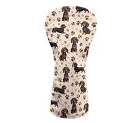 Knextrepoy Cute Dachshund Golf Club Head Cover with Soft Lining Dog Paw Golf Club Cover PU Leather Hybrid 3/5 Wood Driver Headcover Golf Gift for Golfers
