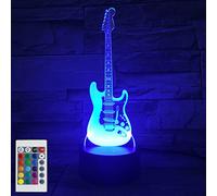 KNFUI 3D Illusion Lamp Electric Guitar Decor Night Light for Kids 7 Colors Changing Smart Touch Optical Illusion Bedside Lamps Bedroom Home Decoration Boys & Girls Women Birthday Gifts
