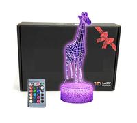 KNFUI Giraffe 3D Illusion LED Table Animals Lamp Decor Room Night Light with Greeting Card 16 Colors Remote Bedroom Decorations Toy Gifts for Fathers,Mothers,Dad,Girls,Men,Women,Kids,Boys,Teens
