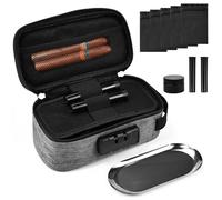 KNGNGK Odor-Proof Storage Bag with Combination Lock Lightweight and Portable Travel Case with Activated Carbon Technology Includes Odor-Proof Baggies Jars and Tray for Home Office and Travel