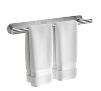 KNGNGK Self Adhesive Towel Rail Stainless Steel Towel Holders 40 CM Towel Rails Wall Mounted Single Towel Bar No Drilling Towel Rack Rust-Proof Towel Rail Hanger for Bathroom Kitchen Home (Silver)