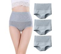 Knickers for Women Multipack Underwear - Cotton Ladies Knickers Multipack Pants High Rise Stretchy Briefs Breathable Panties Pack of 3 UK 8 10 L Grey