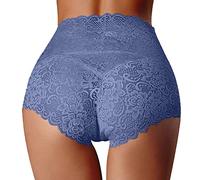 Knickers for Women New Sexy High Waist Underwear Women's Thin Breathable Lace Ladies Panties Pure Cotton Crotch Tummy Control Full Buttom Briefs Stretchy Basic Pants Light Blue