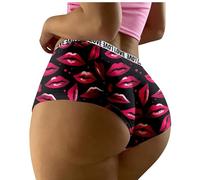 Knickers For Women Womens Butt Lifter Lingerie No Show Lip Love Heart Print Briefs Underwear Sexy Cotton Bikinis Thong Underwear Cotton Underwear Women Women Underwear Multipack (Hot Pink, L)