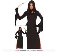 Knife Assassin Grim Reaper Ladies Scary Halloween Black Widow Fancy Dress