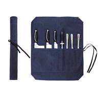 Knife Bag, Heavy Duty 16oz Waxed Canvas 7-Slots Knife Roll Storage Bag, Blue