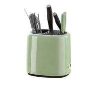 Knife Block ABS Metal Barrel Detachable Knife Utensil Holder Universal Kitchen Countertop Storage Stand for Spoon, Fork, Spatula(Green)