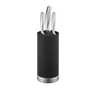 Relaxdays Knife Block, Empty, Round Blade Storage, with Bristles, HxD: 22 x 11 cm, Universal Holder, Organiser, Black, Plastic Stainless Steel