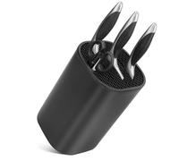 Knife Block Container Without Knives, Freestanding Storage Block Plastic Knife Holder Kitchen Knives Storage Box Organiser Square Knife Block Set Utility Kitchen Organiser Rack Accessory- Black