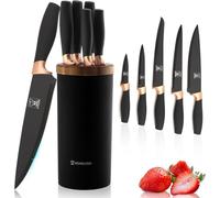 Knife Block Set Universal Round Holder Removable Knife Holder Easy to Clean Space Saving with 5 Knives Kitchen Knife Holder.