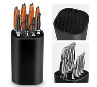 Knife Block Without Knives Ninonly Universal Square Knife Block for Kitchen with Scissors Slot Space Saving Detachable Knives Holder Storage Block for Protecting Blade Easy Clean（No Knives Included）