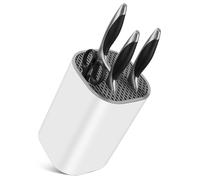 Knife Block Without Knives, Square Knife Holder Detachable Knife Block Holder Safe Storage Chef, Scissors, Slicer, Utility, Paring Knife Holder Kitchen Knives Storage Box Organiser Stand Bar - White
