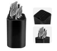 Knife Block Without Knives, Universal Detachable Knife Holder, Space Saver Knife Storage Holder with Scissors Slot, Sharpening Bar Slot, Knives Holder Storage Block for Protecting Blade, Black
